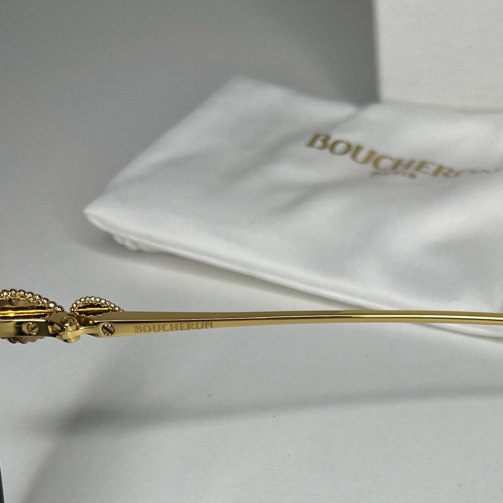 Boucheron NWT Embellished Cat Eye Sunglasses BC0140S 001 Black/Gold - Picture 10 of 12